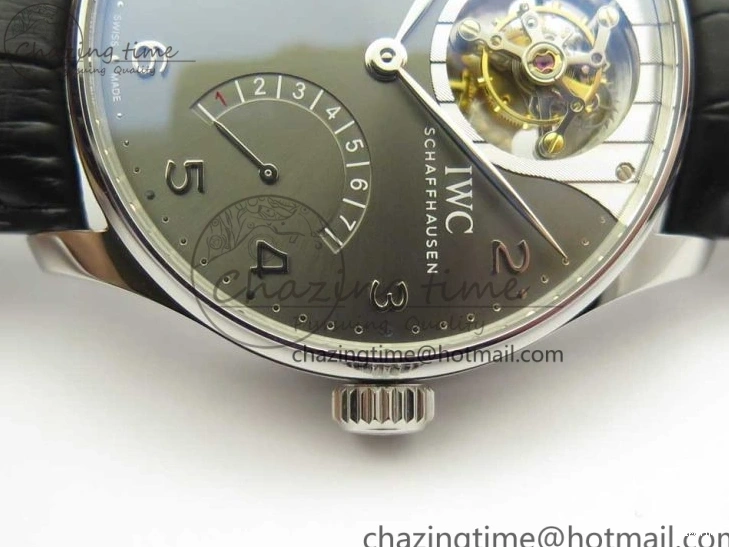 MIROTIME 0809 Portuguese Tourbillon IW5046 SS ZF Best Edition Gray Dial on Black Leather Strap SunProtective 7147